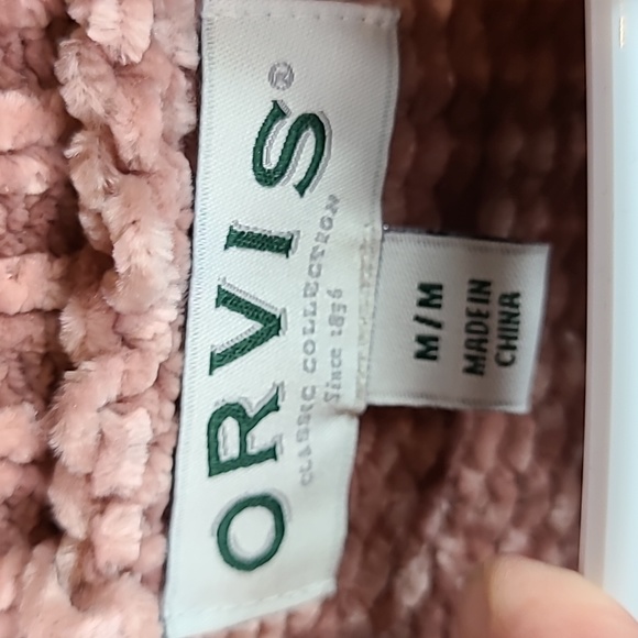 Orvis Womens M Chenille Crew Neck Pullover Sweater Pink Ribbed Soft - Picture 2 of 3